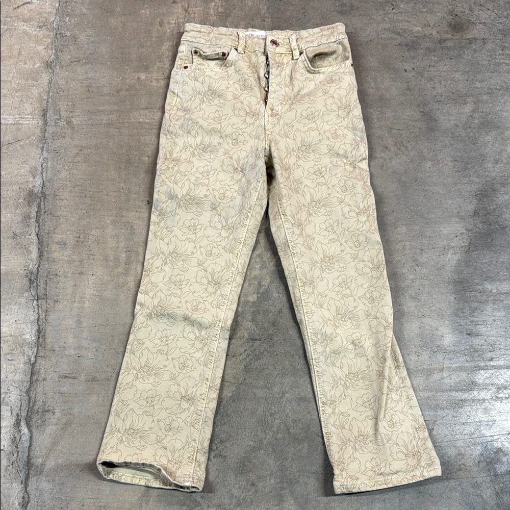 Zara Cream Flare Wide Leg Jeans